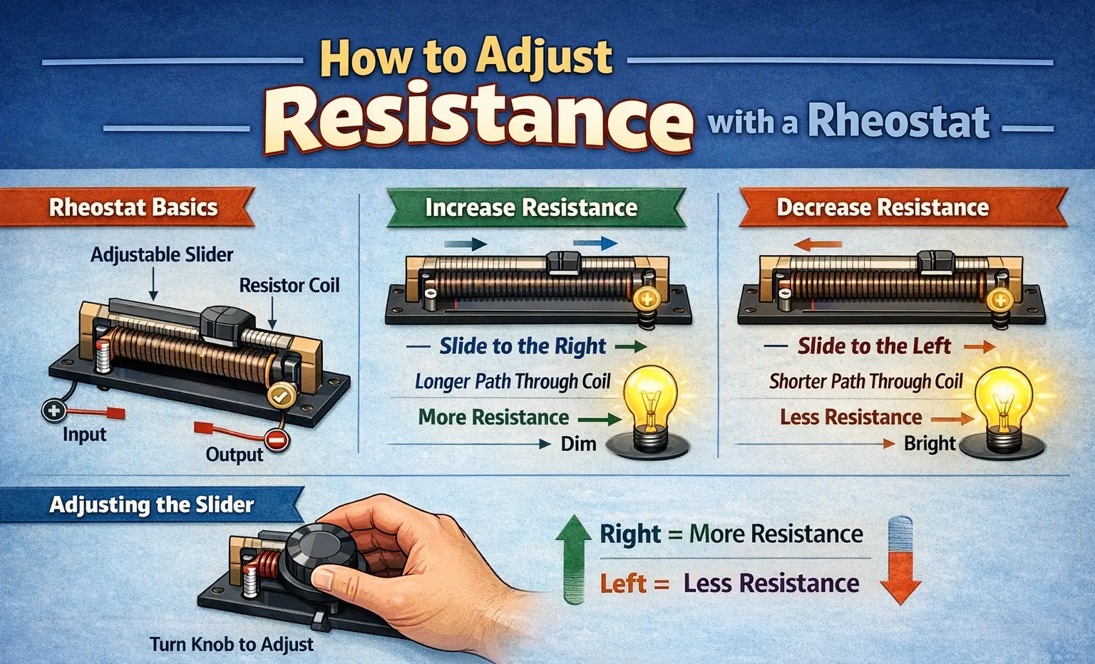 How to Adjust Resistance with a Rheostat